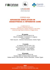 Corso ASA 2025 advanced simulation in anaesthesia & intensive care