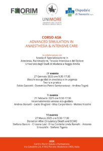 Corso ASA 2025 advanced simulation in anaesthesia & intensive care